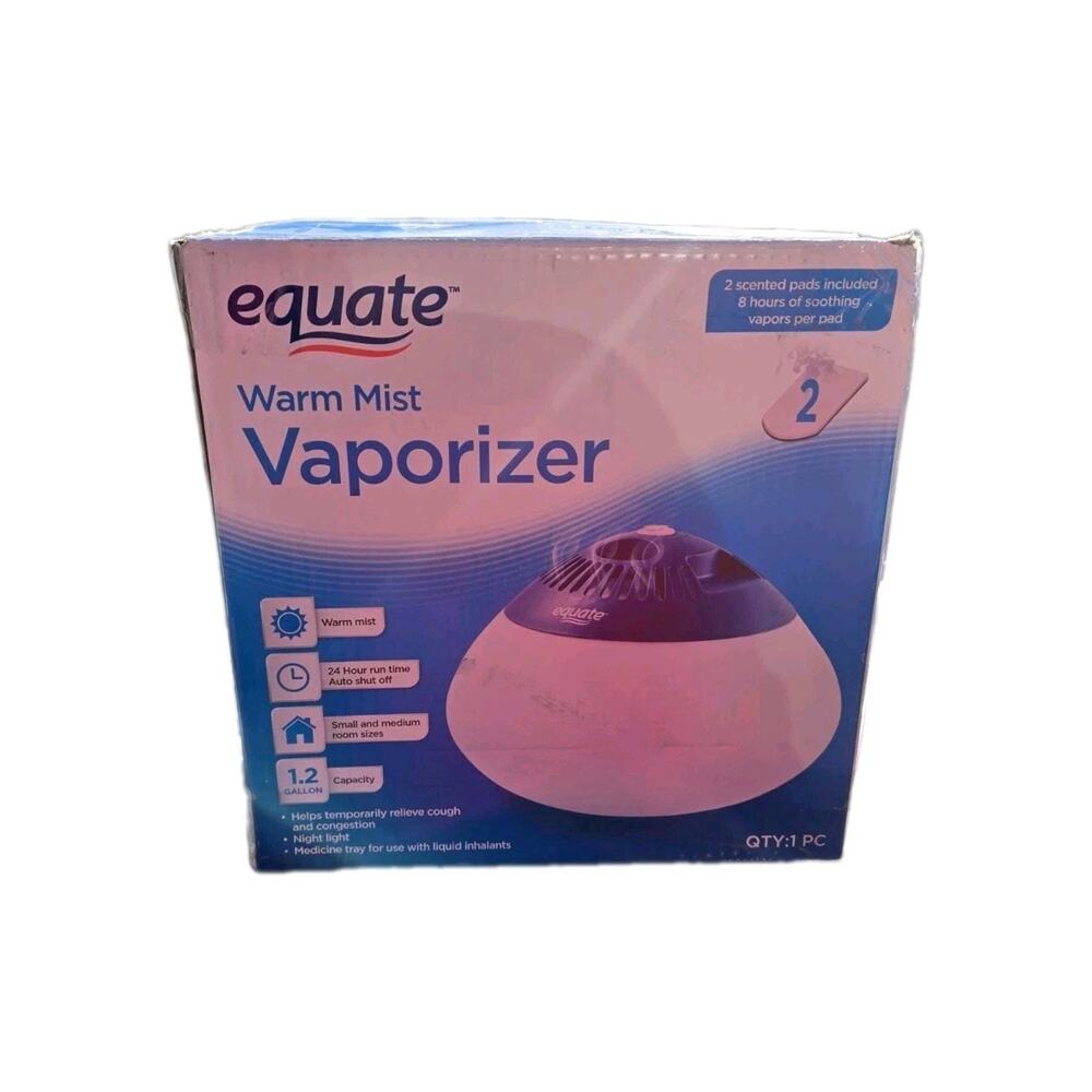 NEW Equate Warm Mist Vaporizer Humidifier 1.2 Gal Night Light Auto Shut-Off